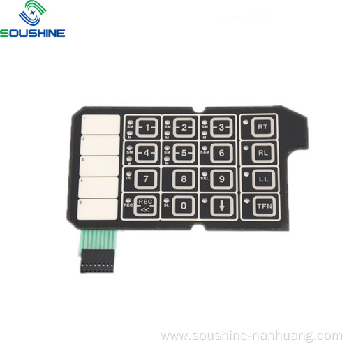 Flat button tranparent LED silver flex membrane switch